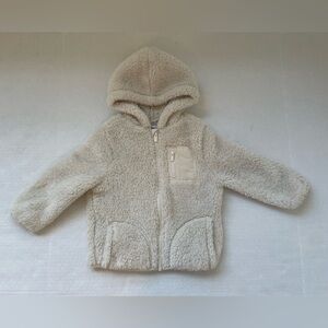 Old Navy Sherpa Zip Up Hooded Jacket Boy Girl Unisex Cream 2T Toddler Warm Coat